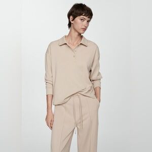 Mango Beige polo neck Sweatshirt NWT